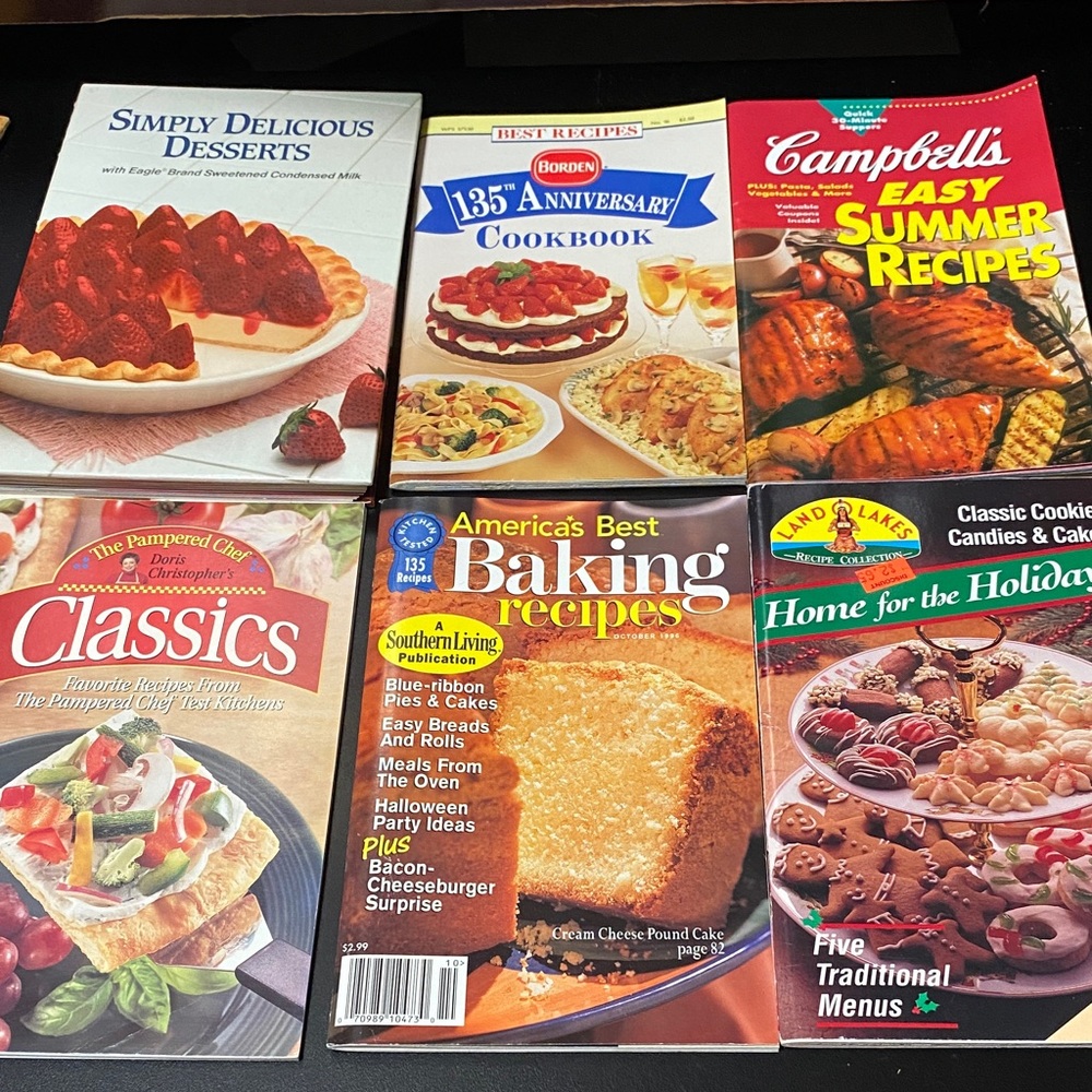 Six assorted cookbooks